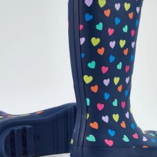 GX559: Navy Heart Wellington Boots (Shoe Sizes: 13-4)